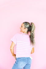 Just Passing Through Striped Top-Pink/White