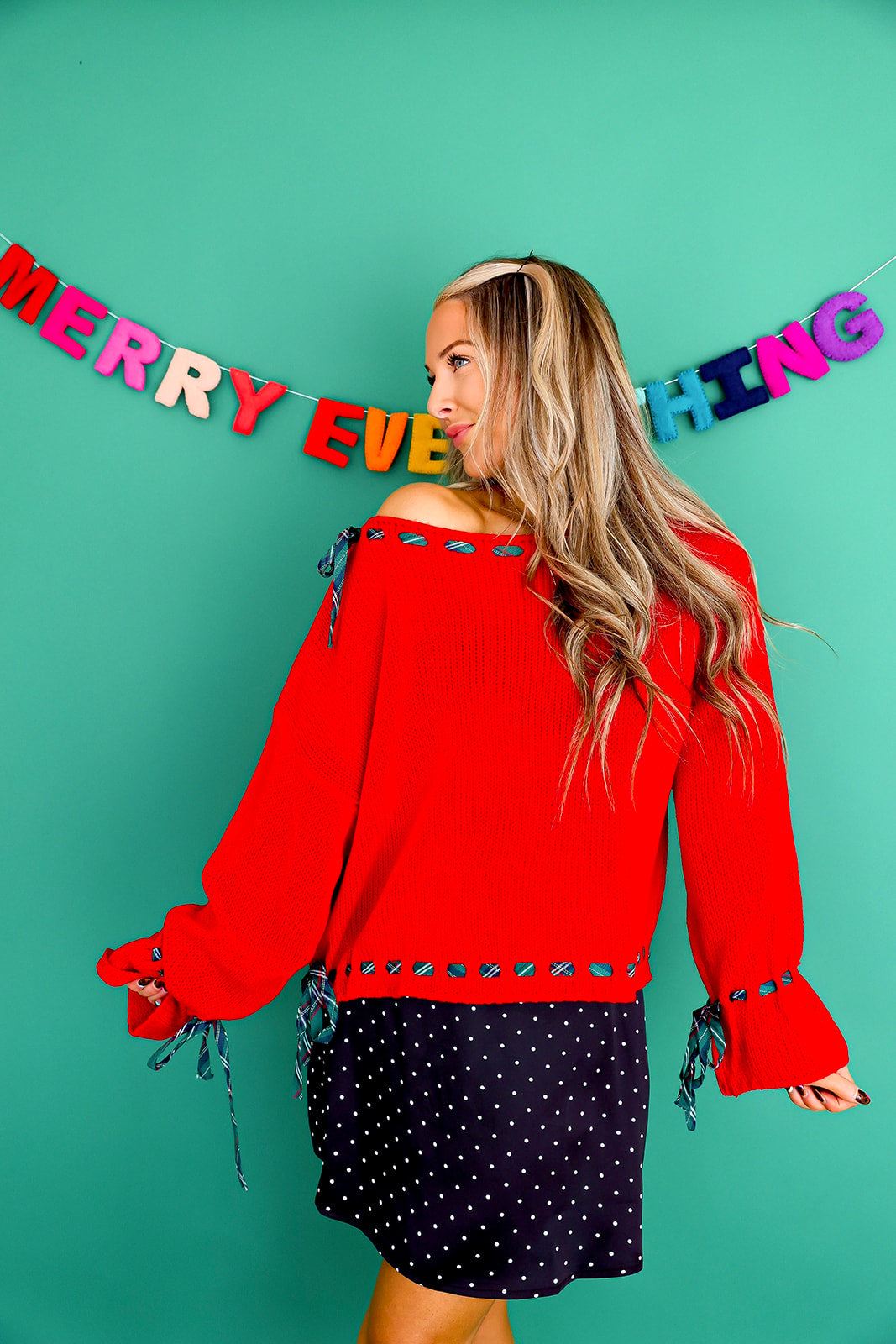 Holly Prep Plaid Trim Sweater