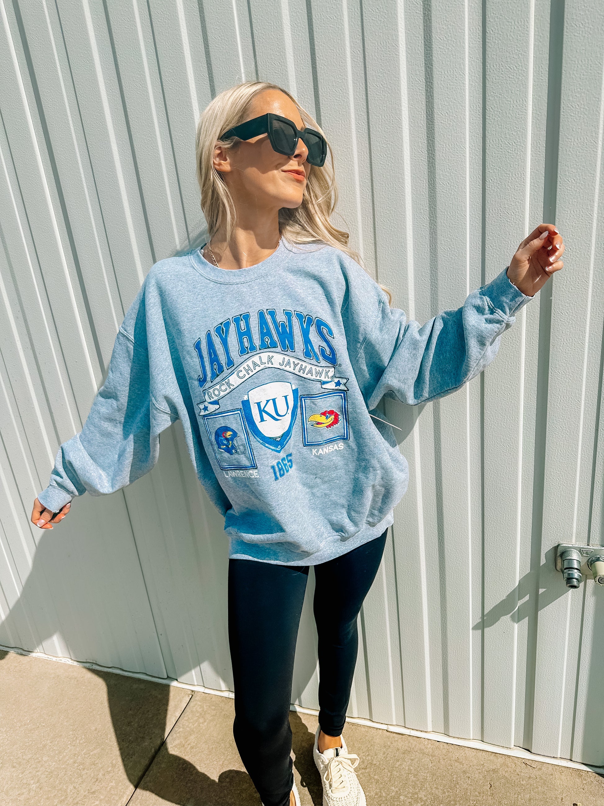 KU Jayhawks Prep Patch Crewneck