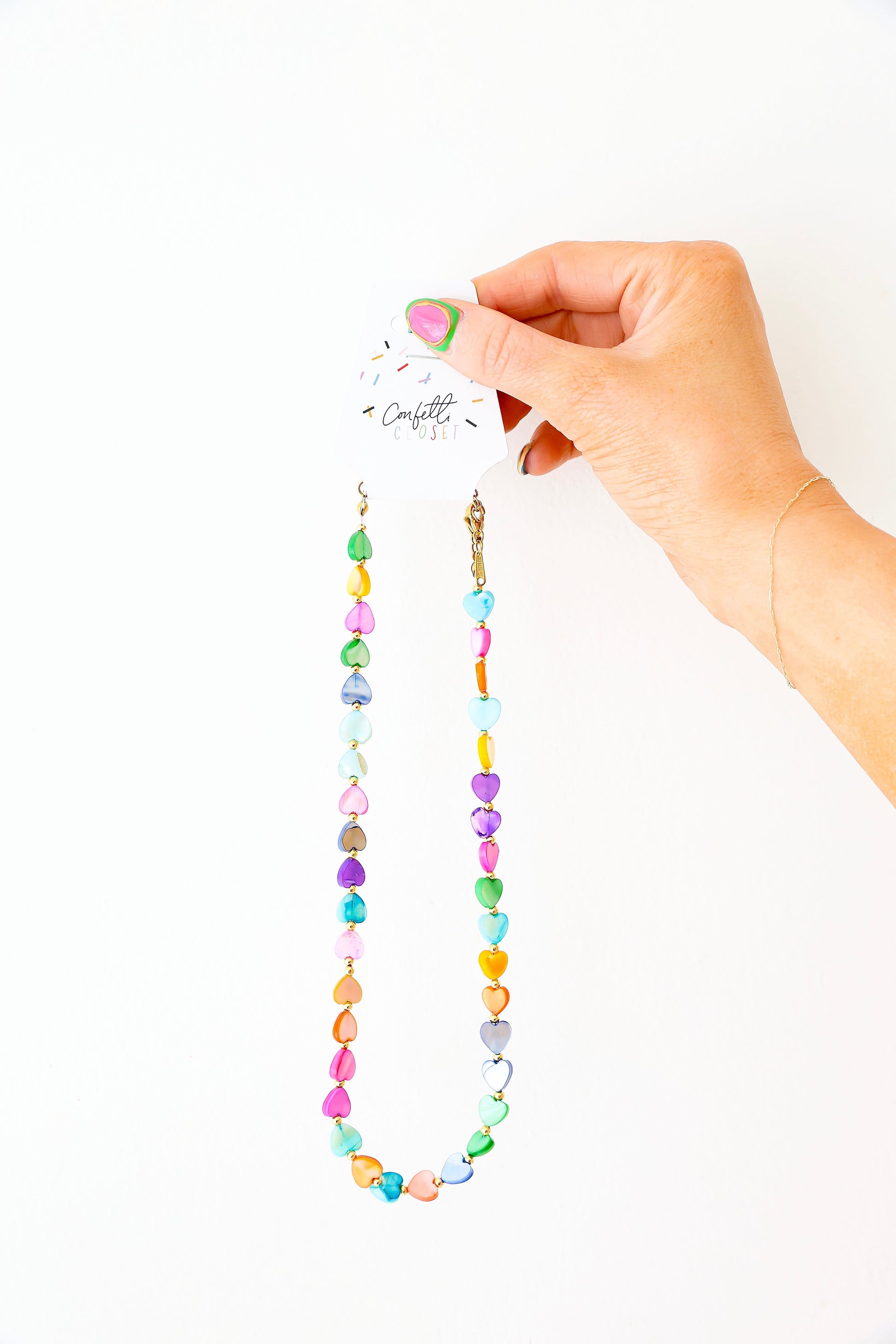 Heart Stone Necklace-Rainbow