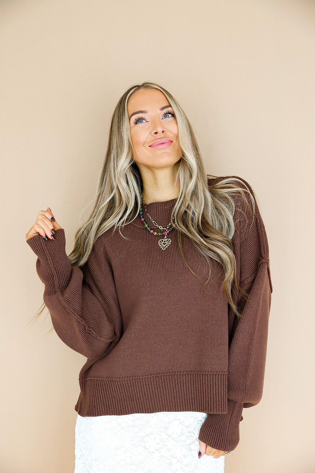 Say Yes Short Sweater- Brown