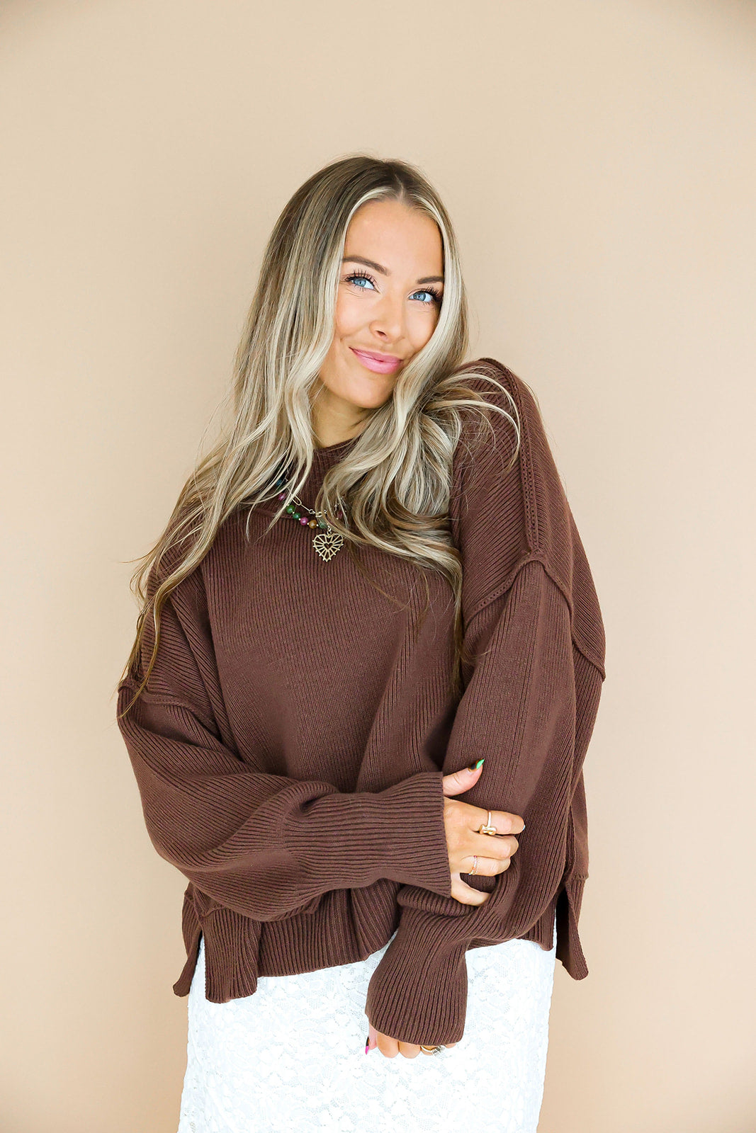Say Yes Short Sweater- Brown