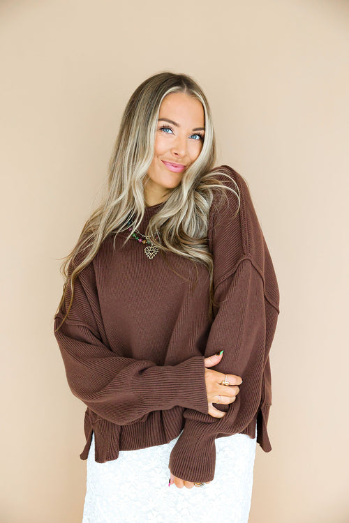 Say Yes Short Sweater- Brown