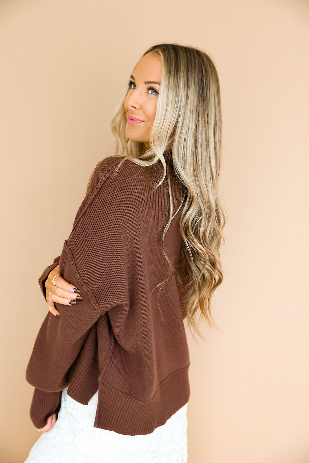 Say Yes Short Sweater- Brown