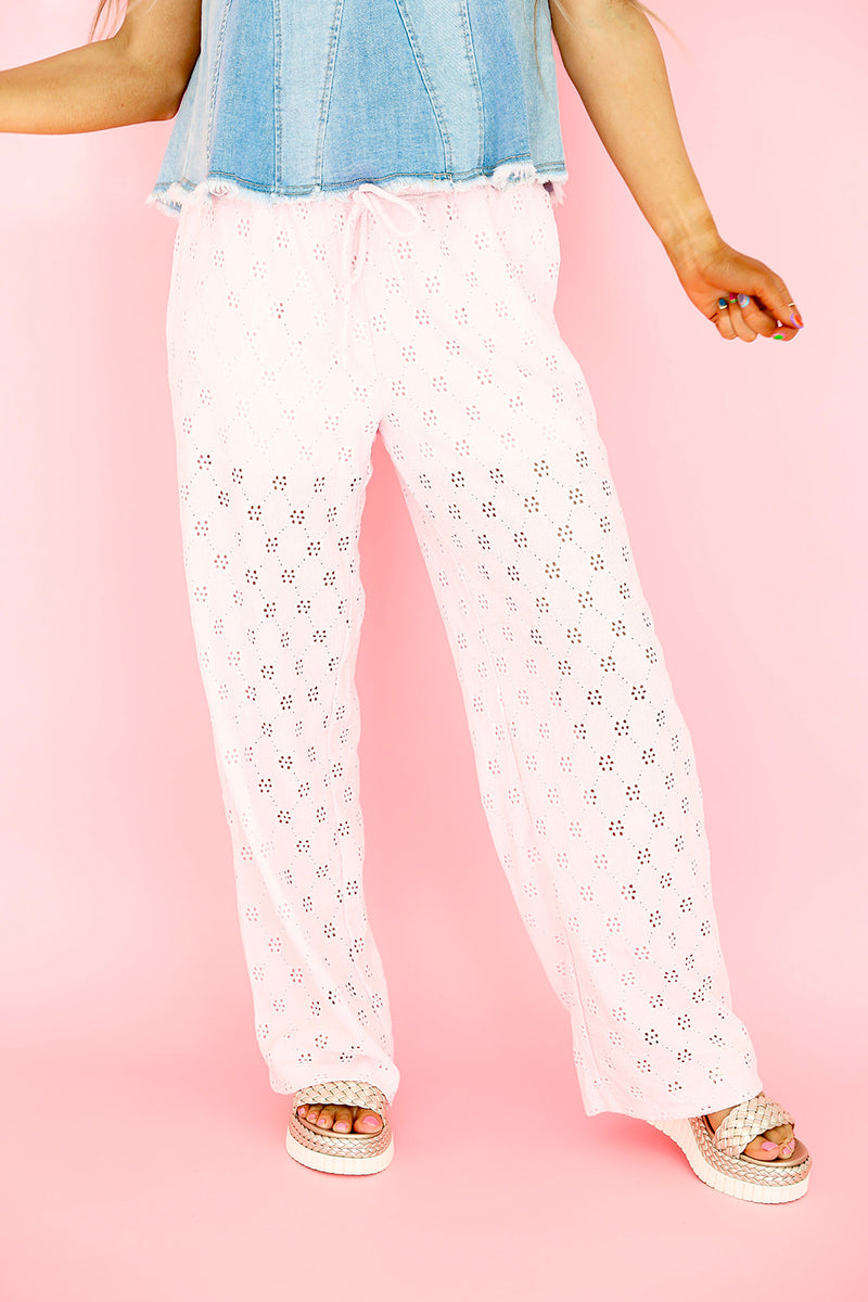 Daisy Days Eyelet Pant-Lt Pink