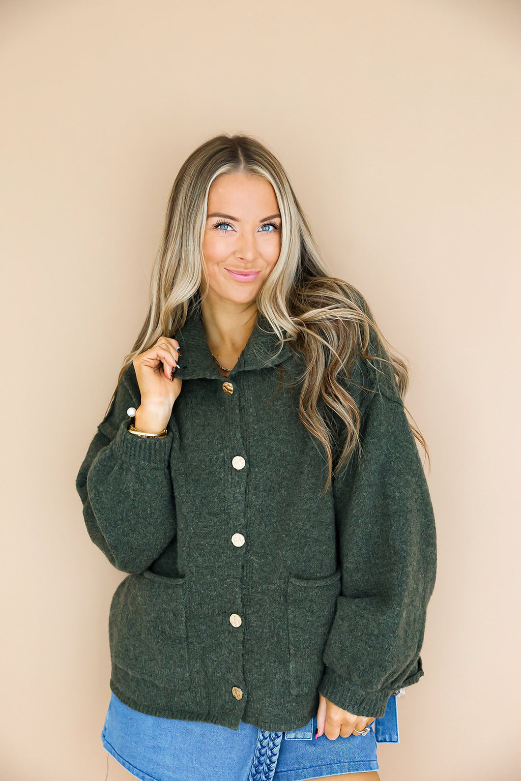Snuggle Season Cardigan- Olive