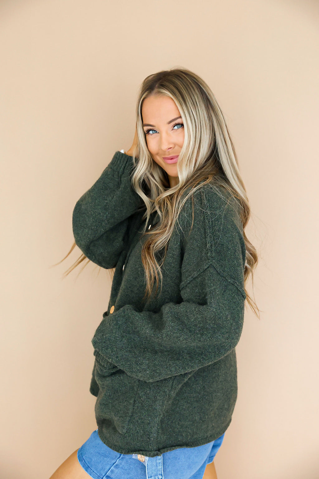 Snuggle Season Cardigan- Olive