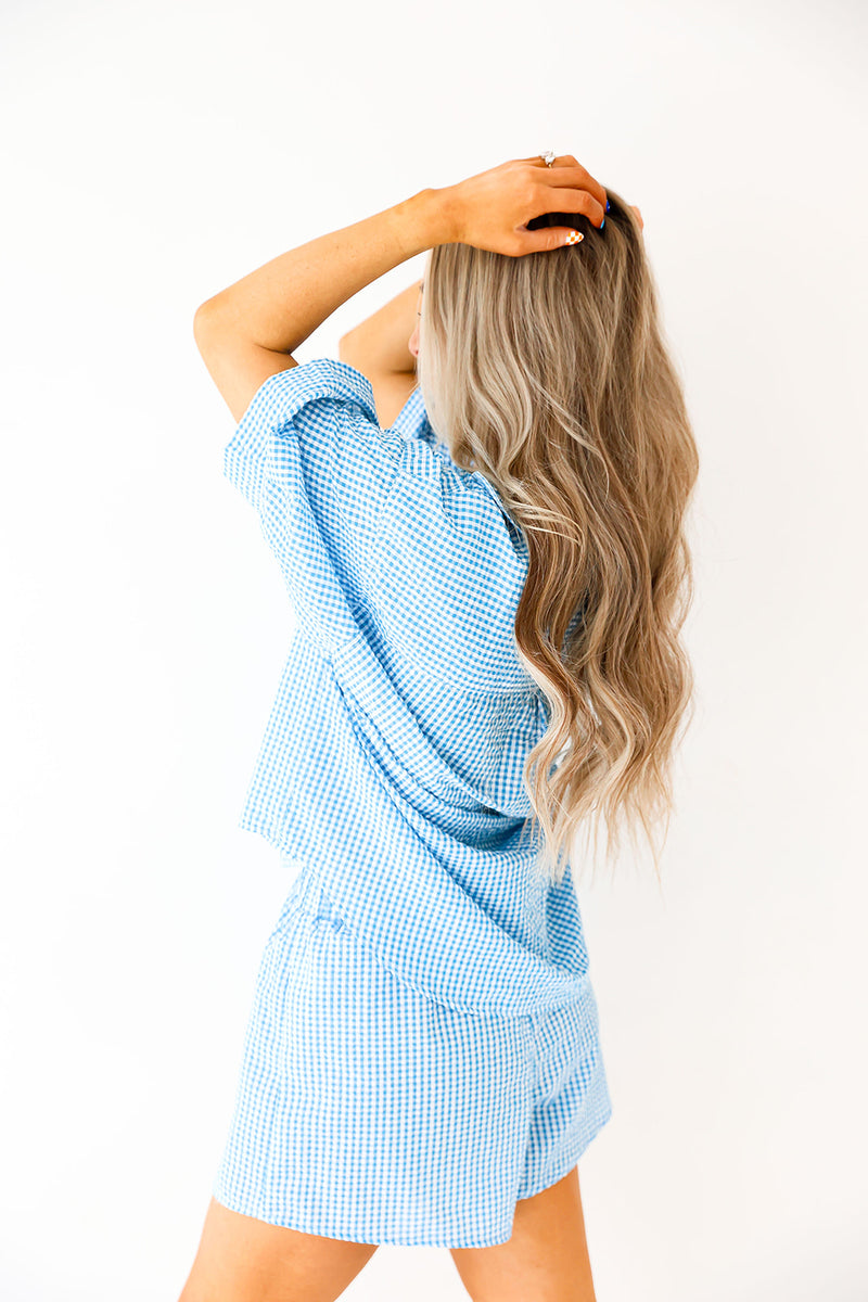 Going For Gingham Textured Set-Blue