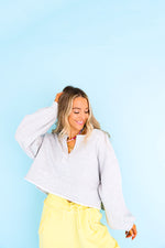 On The Daily Raw Edge Sweatshirt Top- Gray