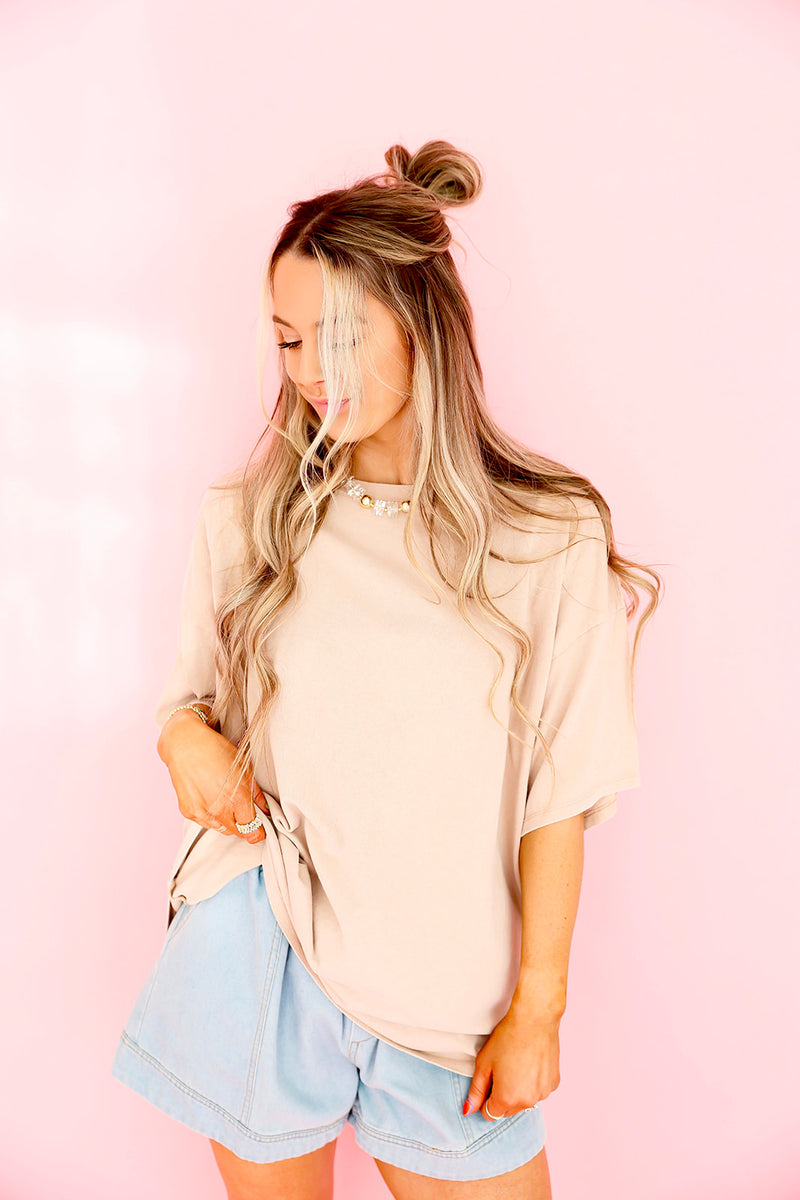 Simple & Sweet Tee-Taupe
