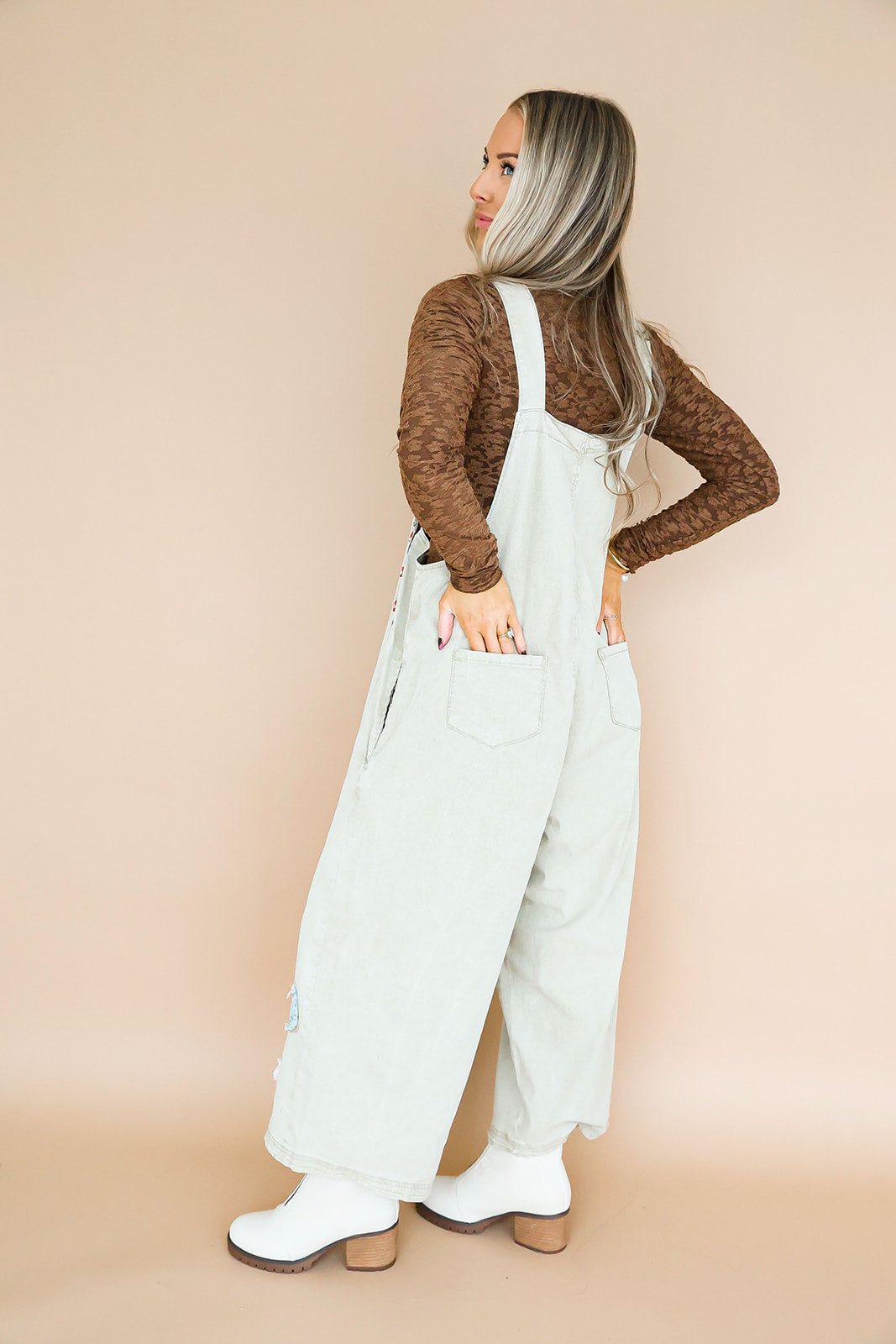 Petal Patch Overalls – Khaki