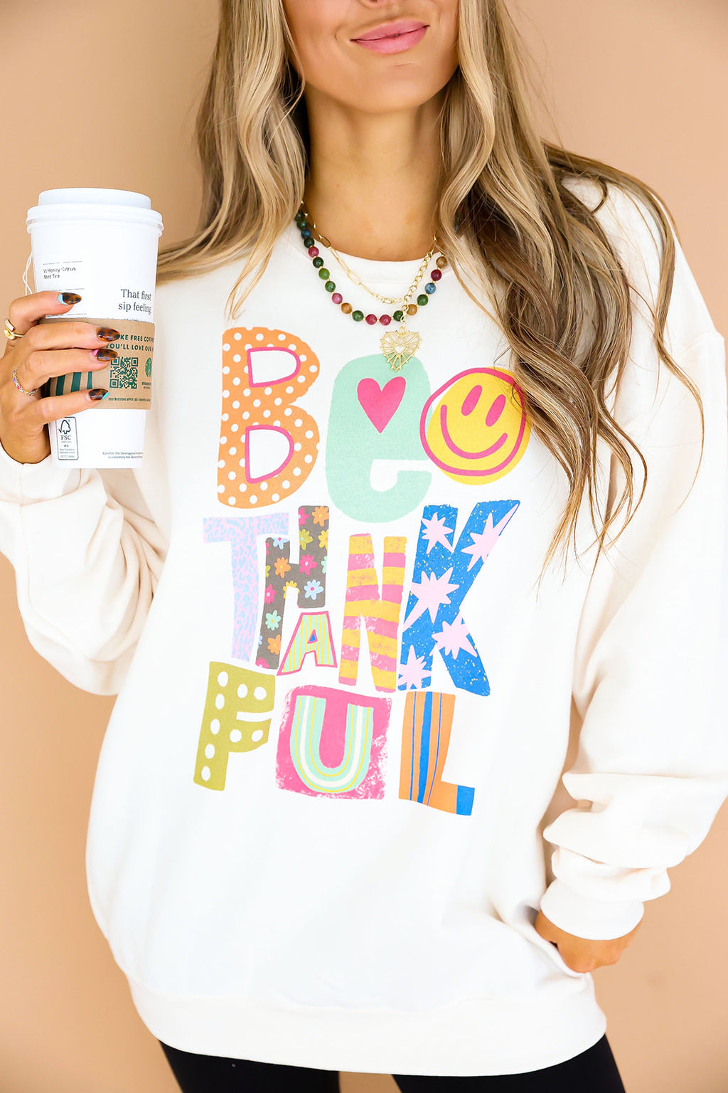 Be Thankful Crewneck- Cream