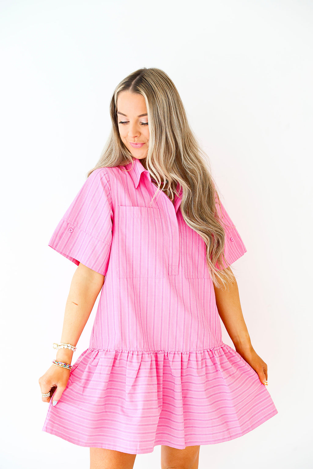 Thinking Pink Pinstripe Dress