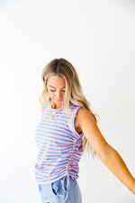 Keep It Fresh Striped Tank Top (Ruched Detail)