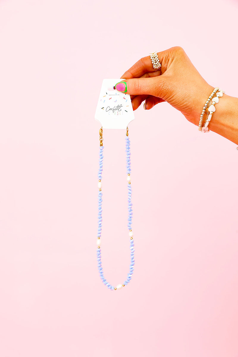 Crystal Flora Necklace-Pastel Blue