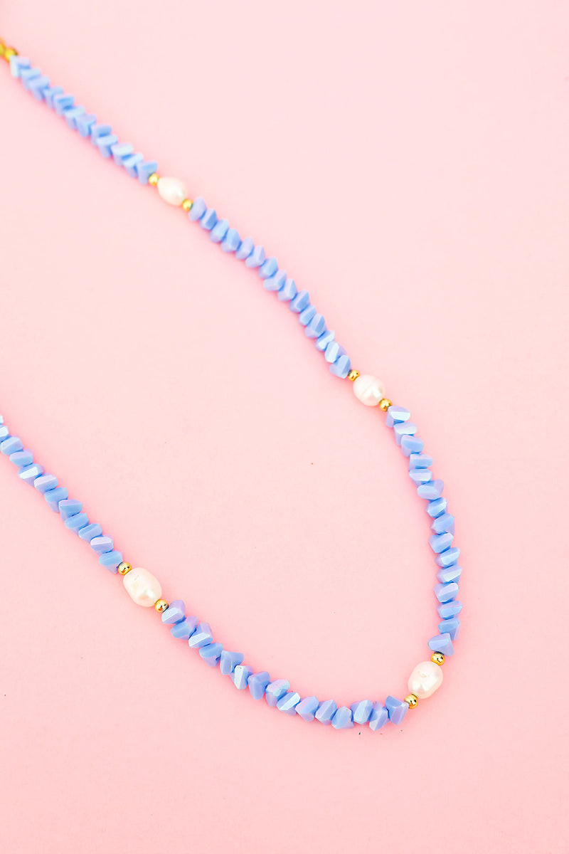 Crystal Flora Necklace-Pastel Blue