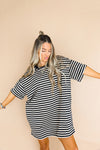 Doing Fun Things T-shirt Dress - Oatmeal/Black