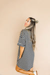 Doing Fun Things T-shirt Dress - Oatmeal/Black