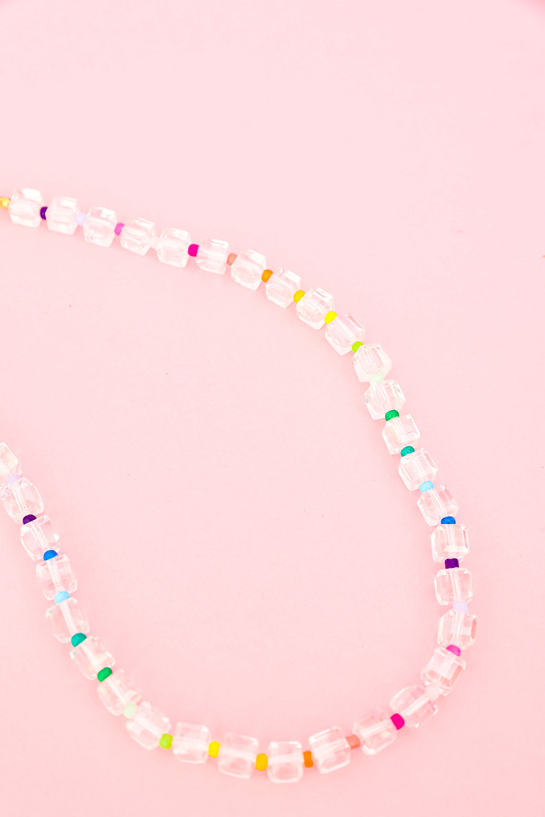 Rainbow & Clear Multi Beaded Necklace Restock