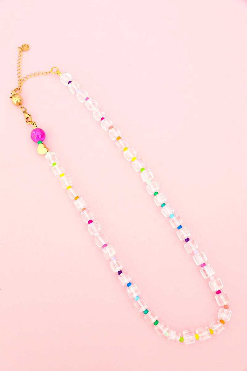 Rainbow & Clear Multi Beaded Necklace