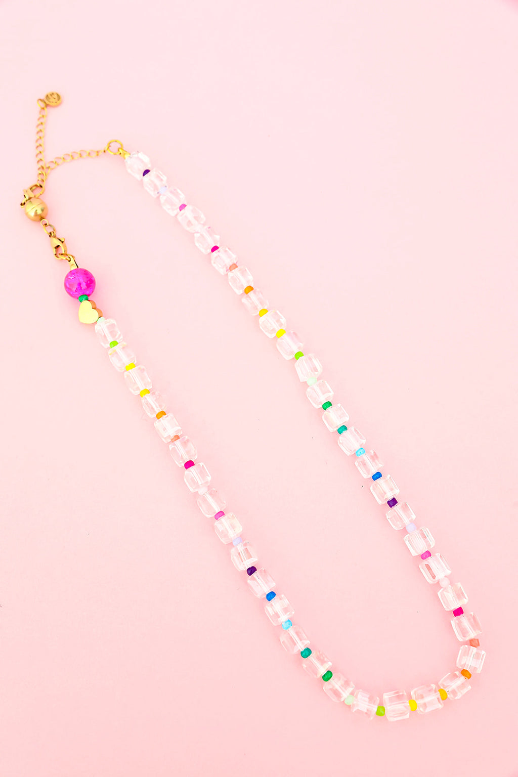 Rainbow & Clear Multi Beaded Necklace Restock
