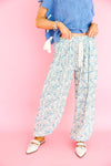 Spring Strut Drawstring Pants-Blue/Sage