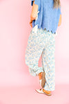 Spring Strut Drawstring Pants-Blue/Sage