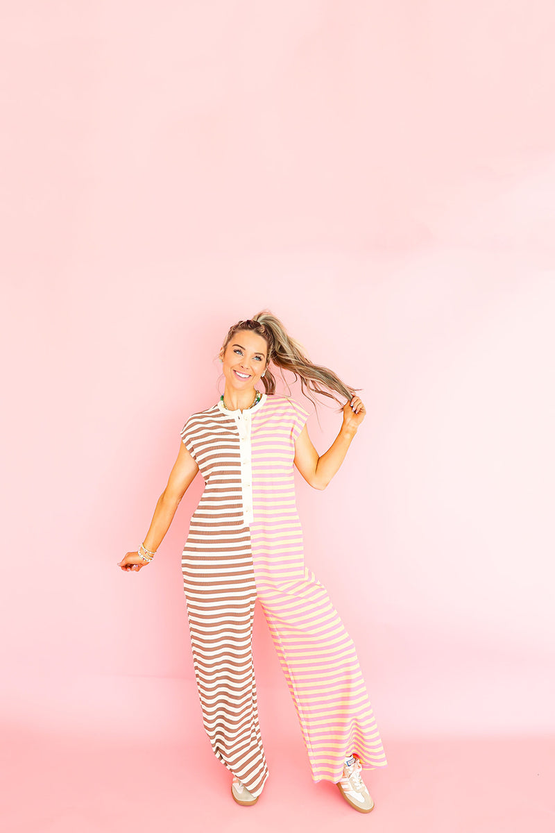 Pick A Side Striped Jumpsuit