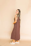 Cider Season Button Detail Midi Dress – Brown