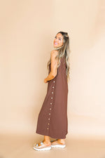 Cider Season Button Detail Midi Dress – Brown