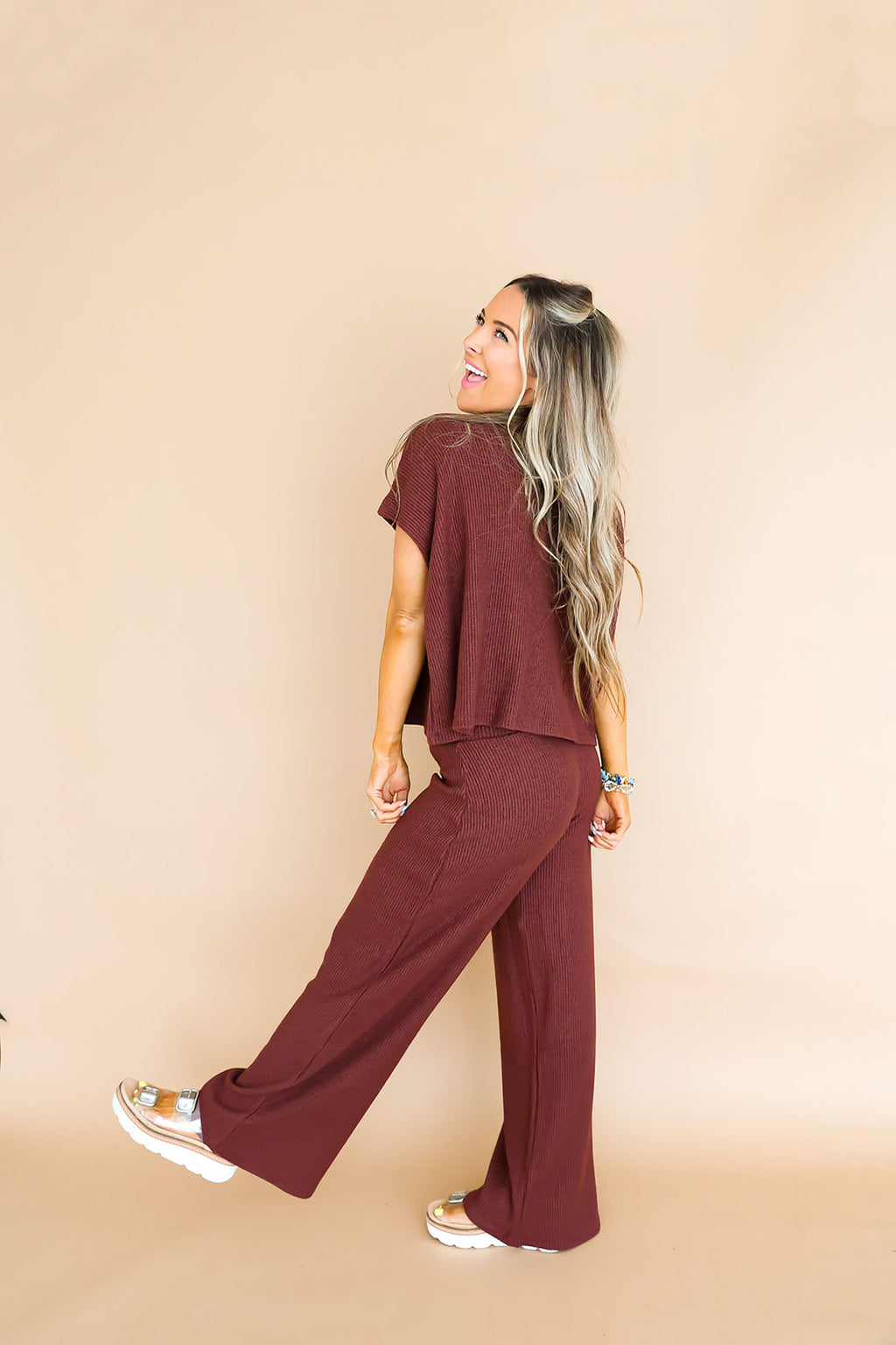 Touch of Texture Knit Set – Chocolate