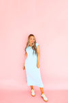 Simple And Sweet Dress-Aqua Blue