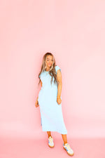 Simple And Sweet Dress-Aqua Blue