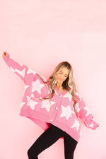 Oversized Star Cardigan-Pink/Blush RESTOCK