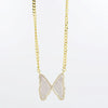 Pearl Butterfly Pendant Necklace on Gold Chain