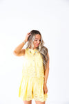 Brunch Babe Eyelet Shorts Set-Yellow