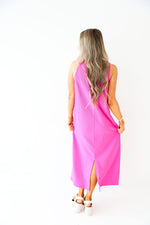 She's So Cool Button Detail Midi Dress-Magenta
