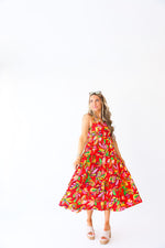 Sweet Escape Floral Tiered Maxi Dress-Bright Coral