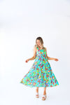 Sweet Escape Floral Tiered Maxi Dress-Aqua Blue