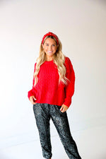 Red Cable Knit Sweater