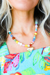 Chunky Multi Beaded Necklace With Heart Charm