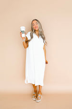 Coffee Run Striped Midi Dress