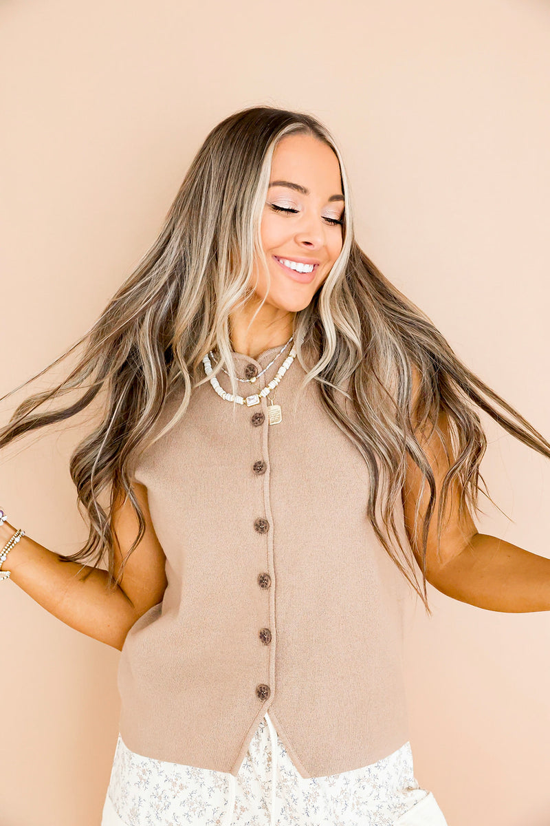Autumn Ease Knit Top-  Mocha
