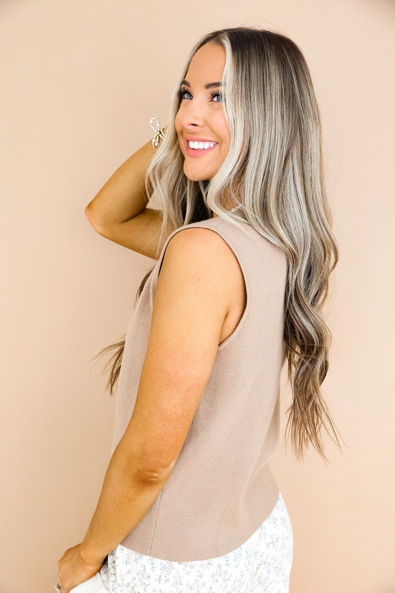 Autumn Ease Knit Top-  Mocha