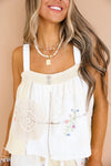 Pretty In Patchwork Floral Detail Top – Natural