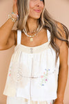 Pretty In Patchwork Floral Detail Top – Natural