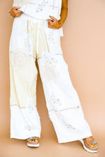 Pretty In Patchwork Floral Detail Pants – Natural