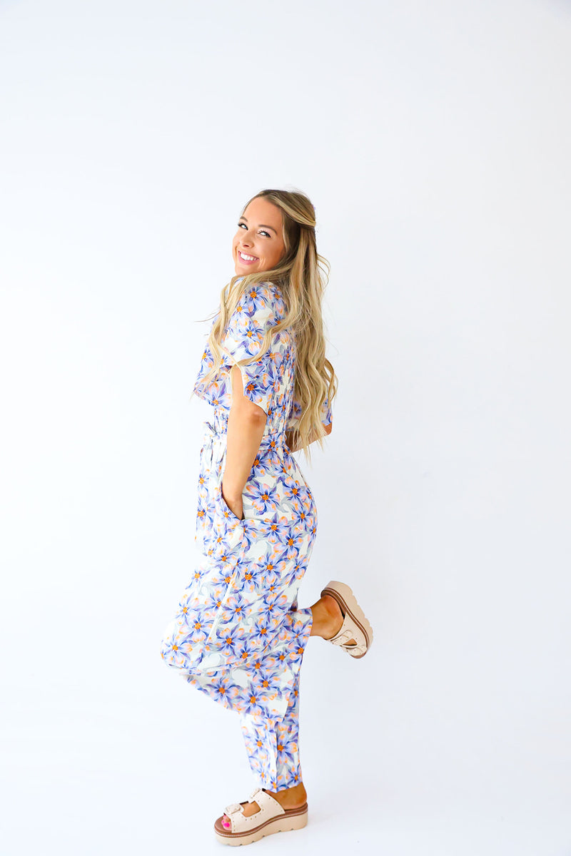 Blue Mix Floral Jumpsuit