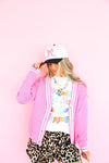 Sweet Serendipity Varsity Stripe Cardigan-Pink