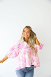 Feminine Frills Blouse-Pink